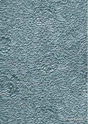 Embossed Bouquet Teal Blue Pearlescent A4 handmade, recycled paper | PaperSource