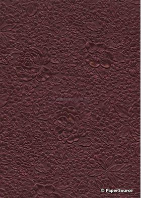 Embossed Bouquet Claret Pearlescent A4 handmade, recycled paper | PaperSource