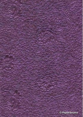 Embossed Bouquet Violet Purple Pearlescent A4 handmade, recycled paper | PaperSource