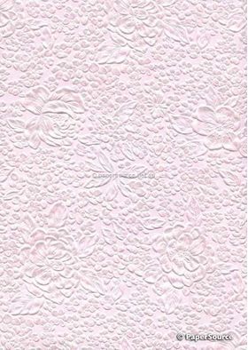 Embossed Bouquet Baby Pink Pearlescent A4 handmade, recycled paper | PaperSource