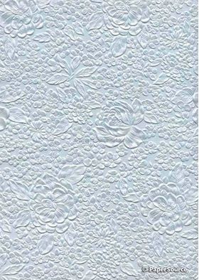 Embossed Bouquet Ice Blue Pearlescent A4 handmade, recycled paper | PaperSource