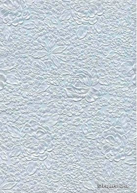 Embossed Bouquet Ice Blue Pearlescent A4 handmade, recycled paper | PaperSource