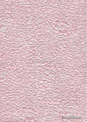 Embossed Bouquet | Pastel Pink Pearlescent A4 2-sided handmade, recycled paper | PaperSource