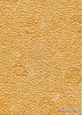 Embossed Bouquet Orange Pearlescent A4 handmade, recycled paper | PaperSource