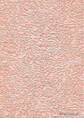 Embossed Bouquet Deep Apricot Pearlescent A4 handmade, recycled paper | PaperSource
