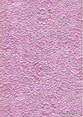 Embossed | Bouquet Rose Pink Pearlescent A4 handmade, recycled paper | PaperSource