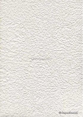 Embossed Bouquet Off White Matte A4 handmade, recycled paper | PaperSource