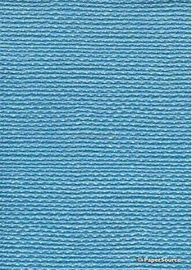 Embossed Burlap Aqua Blue Pearlescent A4 handmade, recycled paper