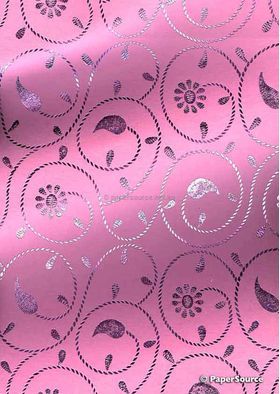 Flat Foil Daisy Vine | Pink Foil on Pink Matte Cotton handmade recycled A4 paper-curled | PaperSource