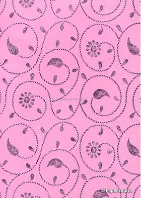 Flat Foil Daisy Vine | Pink Foil on Pink Matte Cotton handmade recycled A4 paper | PaperSource