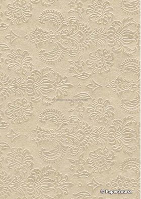 Embossed Small Crest Champagne Pearlescent Handmade Recycled paper | PaperSource