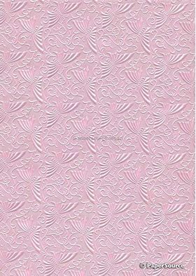 Embossed Oriental Butterfly Pastel Pink Pearlescent A4 handmade, recycled paper | PaperSource