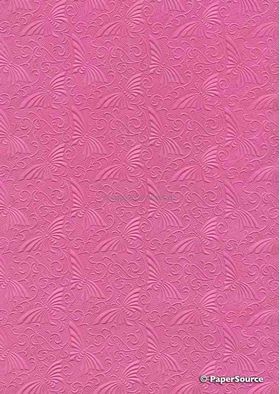 Embossed Oriental Butterfly Hot Pink Matte A4 handmade, recycled paper | PaperSource
