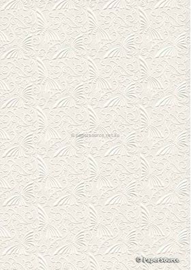 Embossed Oriental Butterfly White Matte A4 handmade, recycled paper | PaperSource