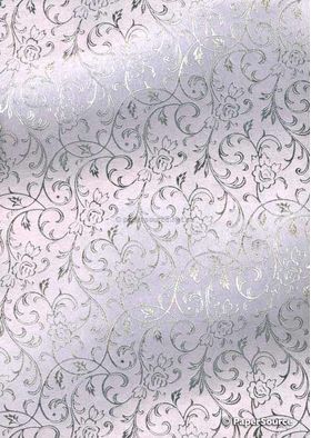 Flat Foil Espalier Baby Pink Silk with Silver foiled design, handmade recycled paper | PaperSource