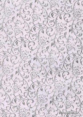 Flat Foil Espalier Baby Pink Silk with Silver foiled design, handmade recycled paper | PaperSource