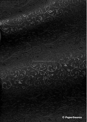 Flat Foil Espalier Black Cotton with Black foiled design, handmade recycled paper | PaperSource