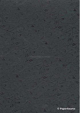 Flat Foil Espalier Black Cotton with Black foiled design, handmade recycled paper | PaperSource