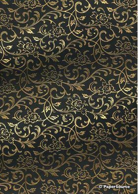 Flat Foil Espalier Black Cotton with Gold foiled design, handmade recycled paper | PaperSource