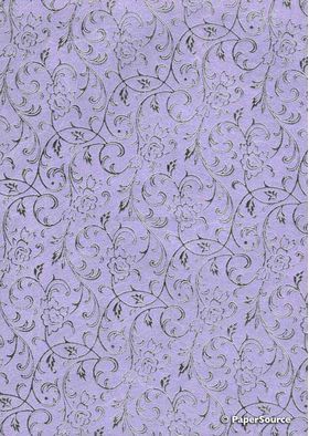 Flat Foil Espalier Pastel Lilac Silk with Silver foiled design, handmade recycled paper | PaperSource