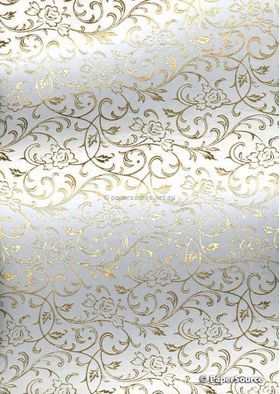 Flat Foil Espalier White Cotton with Gold foiled design, handmade recycled paper | PaperSource