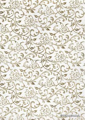 Flat Foil Espalier White Cotton with Gold foiled design, handmade recycled paper | PaperSource