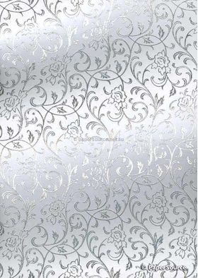 Flat Foil Espalier White Cotton with Silver foiled design, handmade recycled paper | PaperSource