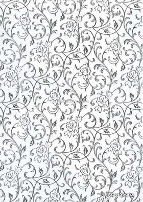 Flat Foil Espalier White Cotton with Silver foiled design, handmade recycled paper | PaperSource