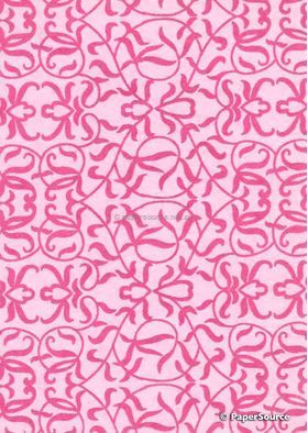Suede Filigree | Pink Flocking on Light Pink Cotton, A4 handmade, recycled paper | PaperSource