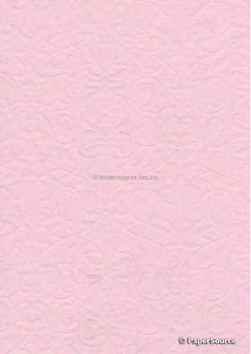 Suede Filigree | White Flocking on Light Pink Cotton, A4 handmade, recycled paper | PaperSource