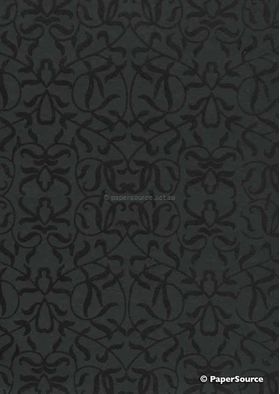 Suede Filigree Black Flocking on Black Cotton, A4 handmade, recycled paper | PaperSource