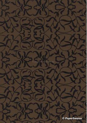 Suede Filigree | Black Flocking on Chocolate Brown Cotton, Handmade, Recycled A4 Paper | PaperSource