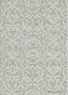 Suede Filigree | White Flocking on Metallic Silver Cotton, Handmade, Recycled A4 Paper | PaperSource