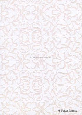 Suede Filigree Taupe Flocking on White Cotton, A4 handmade, recycled paper | PaperSource