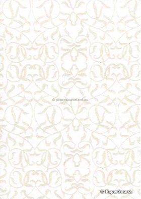 Suede Filigree White Flocking on White Cotton, A4 handmade, recycled paper | PaperSource