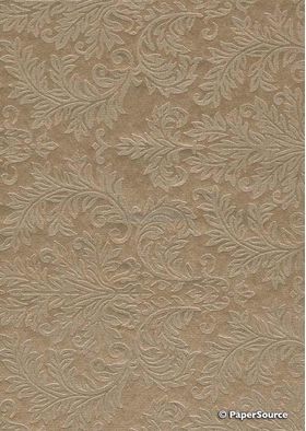 Embossed Mink Brown Garden Damask