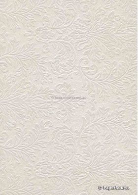 Embossed Garden Damask Quartz Pearl Pearlescent A4 handmade, recycled paper | PaperSource