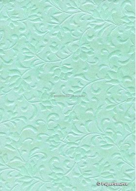 Embossed Gardenia Baby Aqua Pearlescent A4 handmade paper | PaperSource