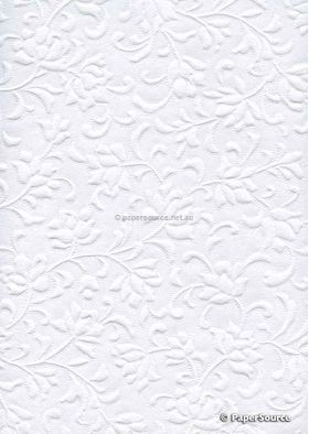 Embossed Gardenia Bright White Matte A4 handmade recycled paper | PaperSource