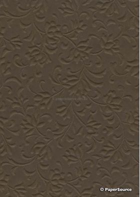 Embossed Gardenia Chocolate Brown Matte A4 handmade recycled paper | PaperSource