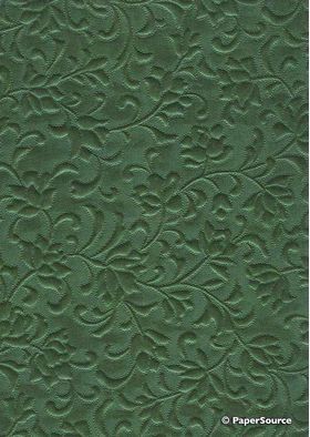 Embossed Gardenia Forest Green Pearlescent A4 handmade paper | PaperSource