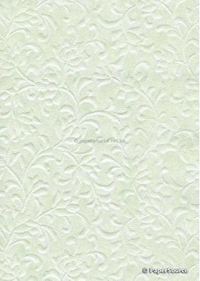 Embossed Gardenia Ice Green Pearlescent A4 handmade paper | PaperSource