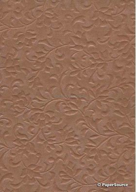 Embossed Gardenia Latte Beige Cocoa Pearlescent A4 handmade paper | PaperSource