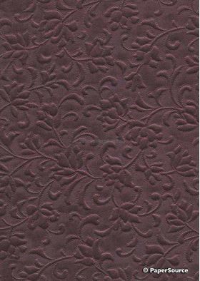 Embossed Gardenia Maroon Pearlescent A4 handmade paper | PaperSource