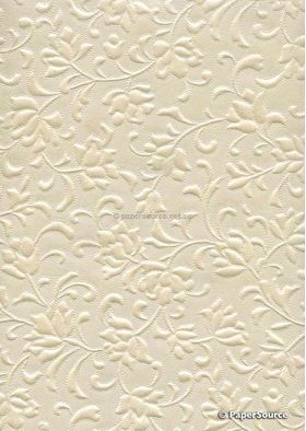 Embossed Gardenia Opal Ivory Pearl Pearlescent A4 handmade paper | PaperSource