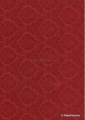 Suede Heraldic Red Flocking on Red Cotton, A4 handmade, recycled paper | PaperSource