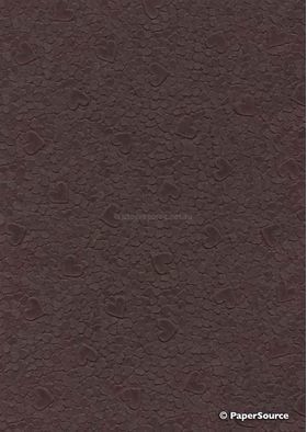 Handmade Embossed Paper - Pebble Heart Chocolate Brown Matte A4 Sheets