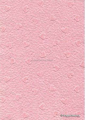 Handmade Embossed Paper - Pebble Heart Dusty Pink Matte A4 Sheets