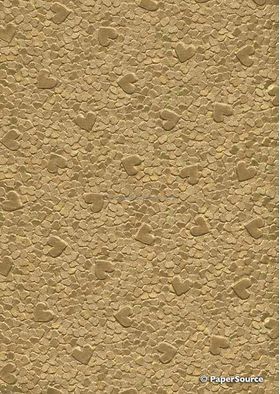 Embossed Pebble Heart Gold Pearlescent A4 2-sided handmade, recycled paper | PaperSource