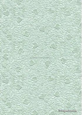 Embossed Pebble Heart Pastel Green Pearlescent A4 2-sided handmade, recycled paper | PaperSource